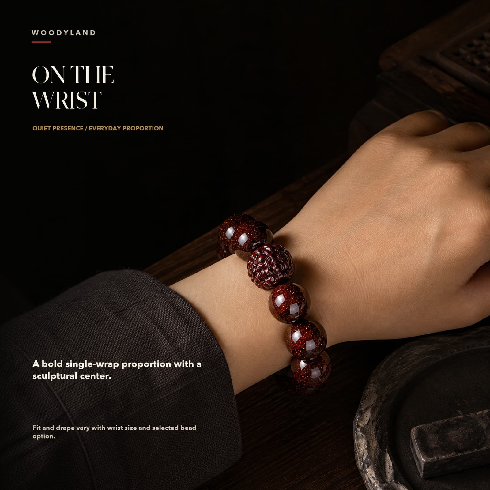 Golden-Star Red Sandalwood Zodiac Bracelet thumbnail 4
