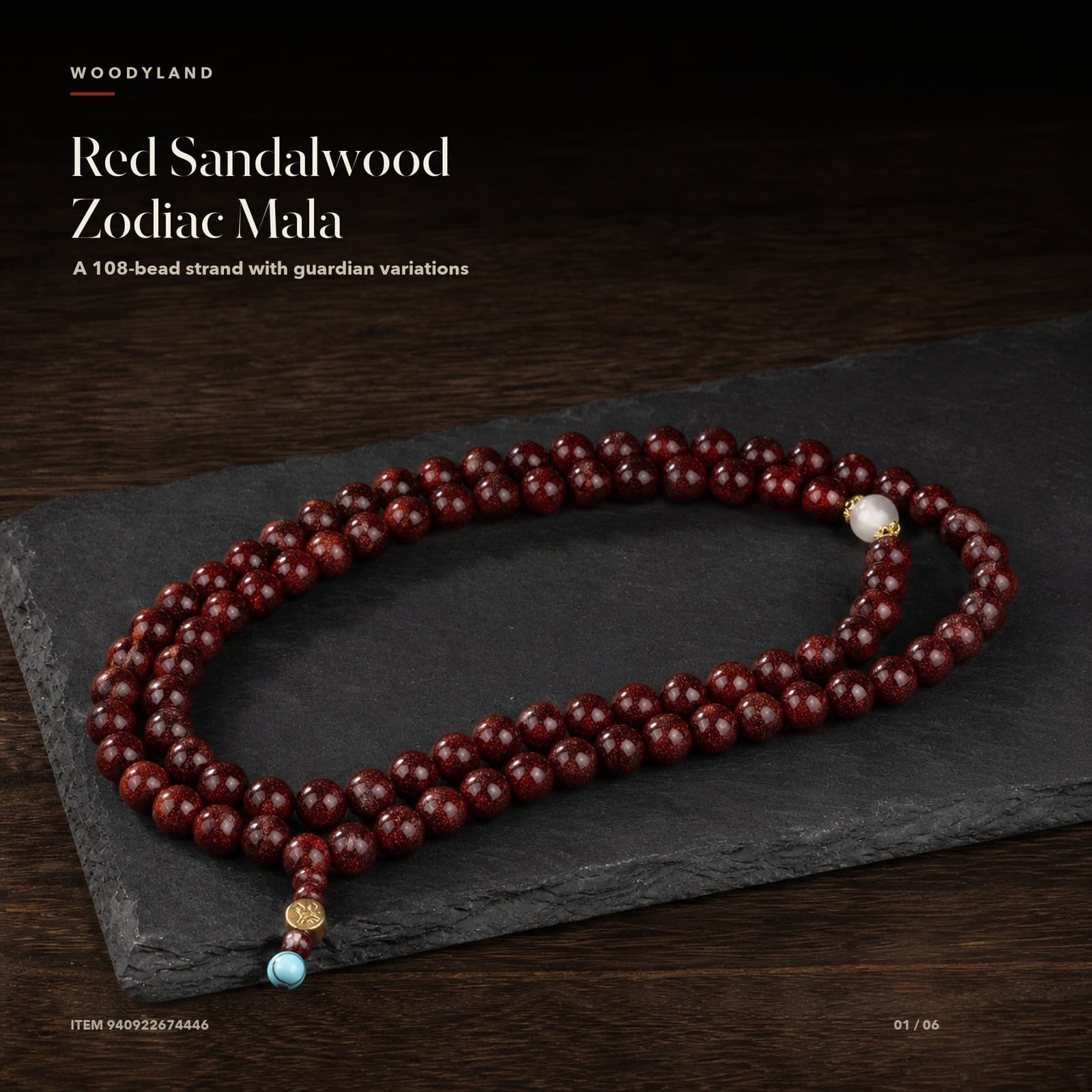 Red Sandalwood Zodiac Mala - 1