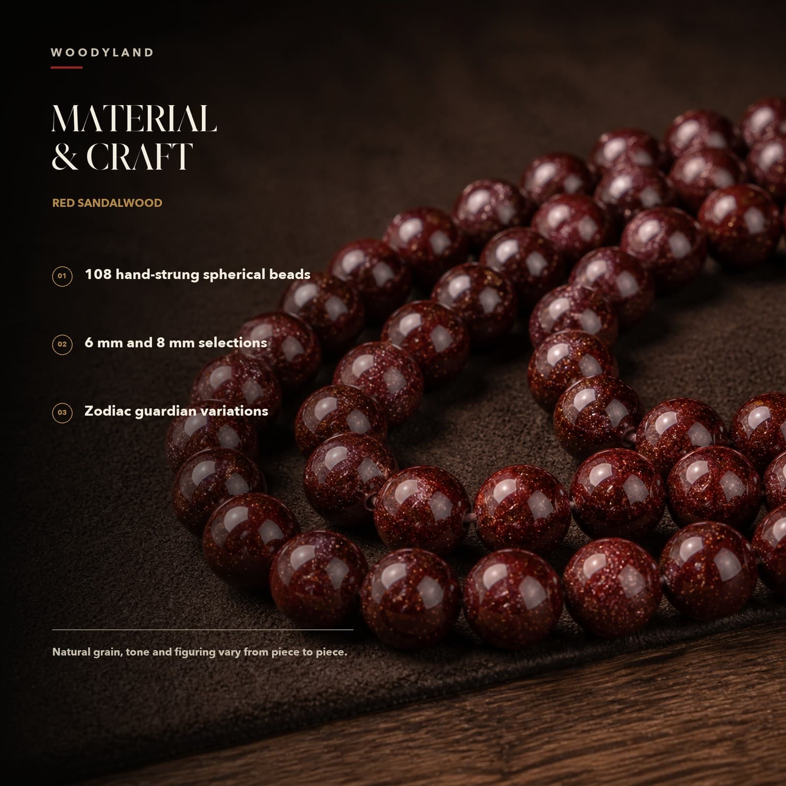 Red Sandalwood Zodiac Mala thumbnail 2