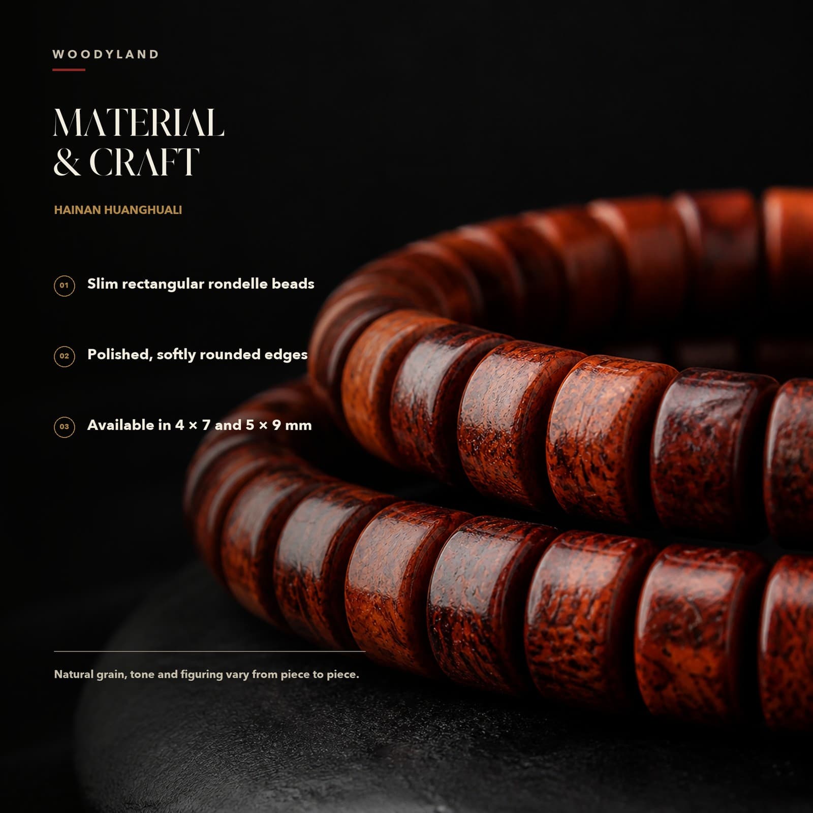 Hainan Huanghuali Rondelle Bracelet thumbnail 2
