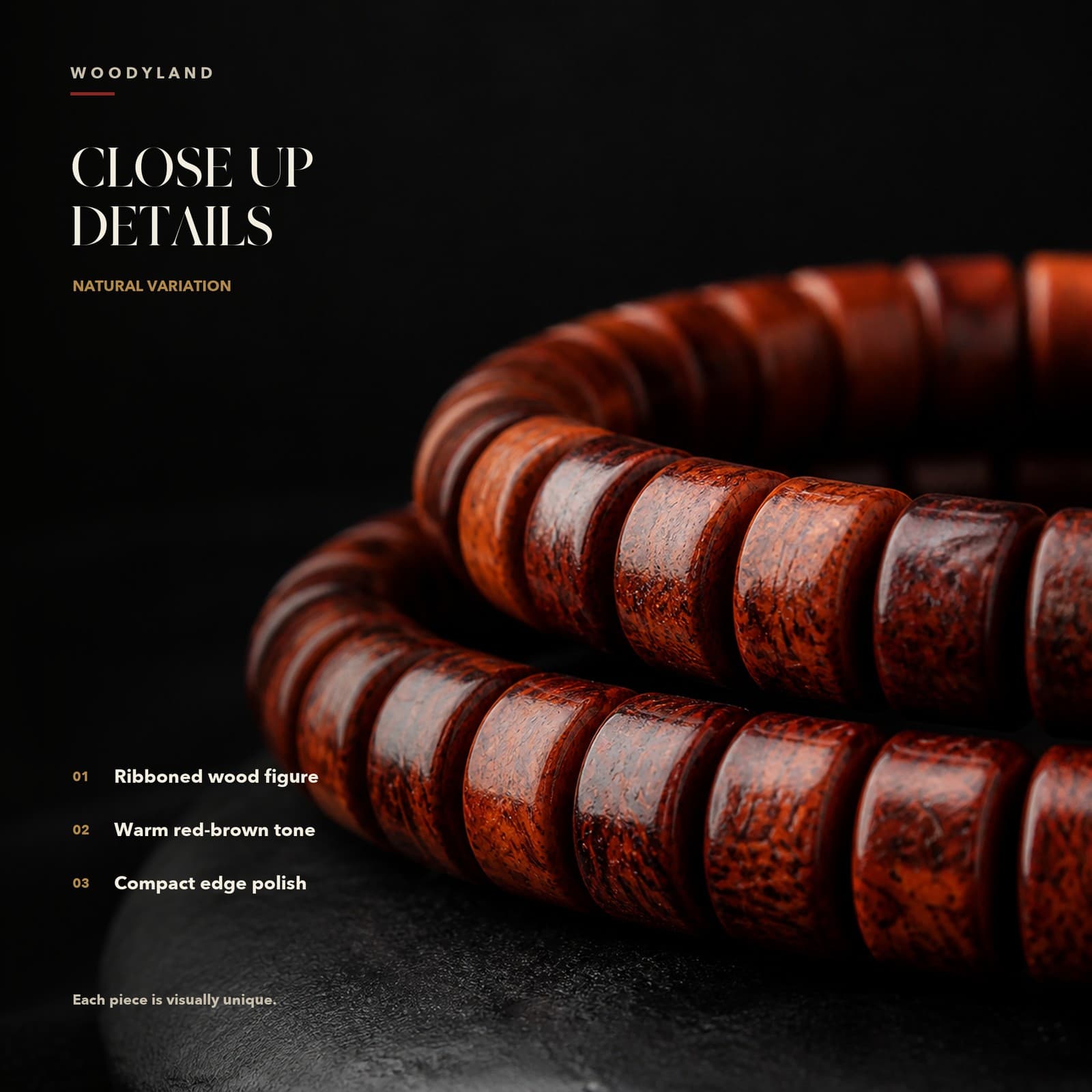 Hainan Huanghuali Rondelle Bracelet thumbnail 3