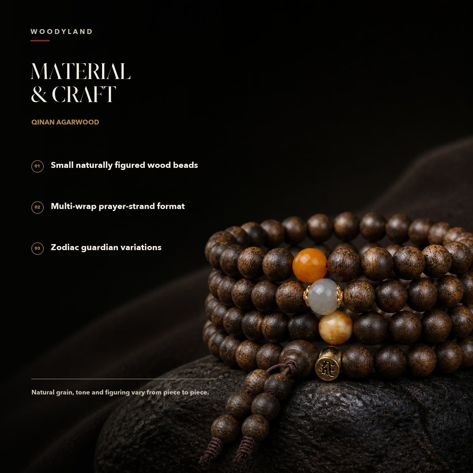 Qinan Agarwood Zodiac Guardian Mala Material & Craft 1