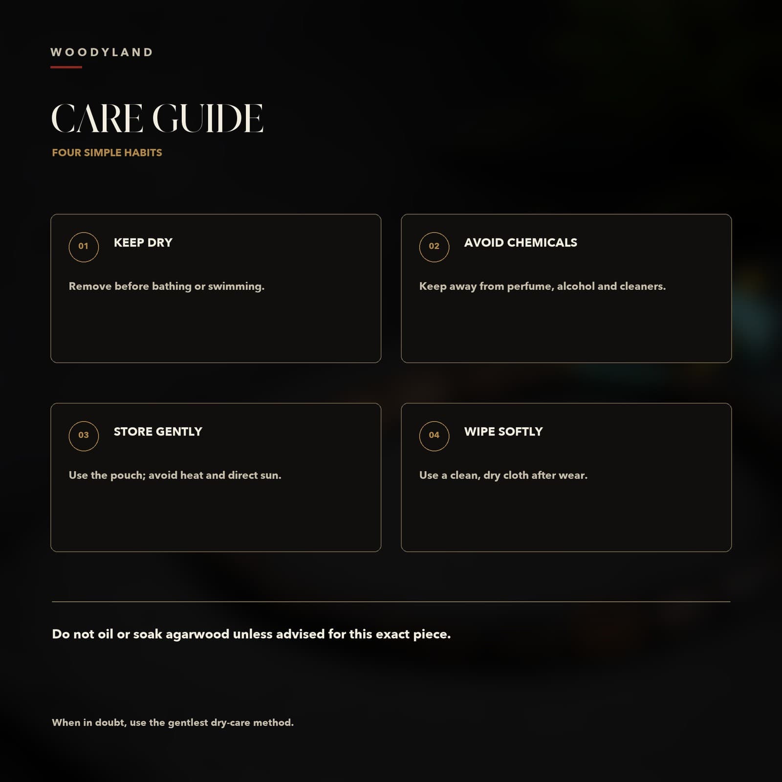 Qinan Agarwood Rondelle Bracelet Care Guide 1
