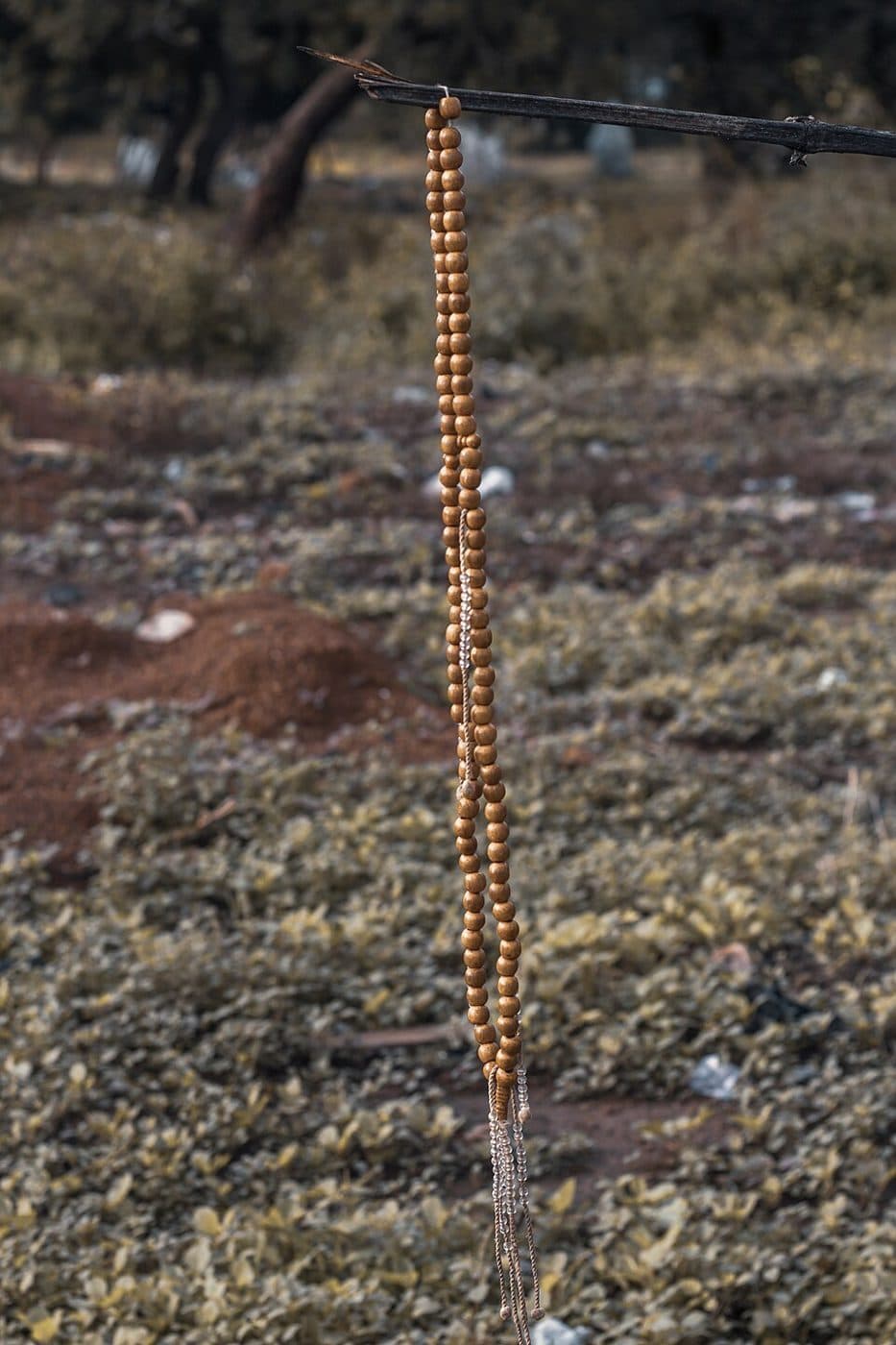 Finished wooden prayer beads